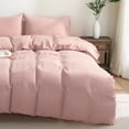 thumbnail image 2 of 100% Pure Linen Duvet Cover with Button Closure and Corner Ties Soft & Breathable - Pink King/Cal King, 2 of 7
