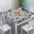 thumbnail image 3 of Paw Prints and Bones Square Fitted Tablecloth with Elastic Edge,Square Table Cover,Washable Elastic Table Cover for Home Kitchen Party Decor 36"x36", 3 of 6