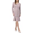 thumbnail image 2 of INSPIRE CHIC Women's Bodycon Mermaid Dress Tweed Long Sleeve Elegant Cocktail Fishtail Dresses M Purple Pink, 2 of 5