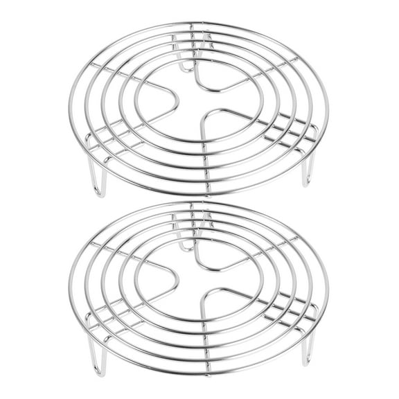 Masteelf 2pcs Stainless Steel Round Steam Rack Versatile Steamer Stand Holder Rack For Steaming Vegetables And Food