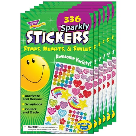 UPC: 0194629031986 | TREND Sparkly Stars Hearts & Smiles Sticker Pad 336 Stickers Per Pad 6 Pads