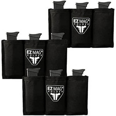 EZ Magazine Holder Adhesive Magazine Pouch Organizer for Gun Safe Car Desk Door - Pistol Clip Protection with Nylon Interior Ammunition Single/Double Stack 9mm 10mm .40 .45
