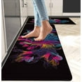 thumbnail image 4 of Black Kitchen Floor Mats Set of 2 Anti-Fatigue 0.4 Inch Thick Abstract Floral Kitchen Rugs Blue Red Flower Non Slip Waterproof Comfort PVC Mat Decor for Sink Laundry 17.3 x 28+17.3 x 47 Inch, 4 of 6