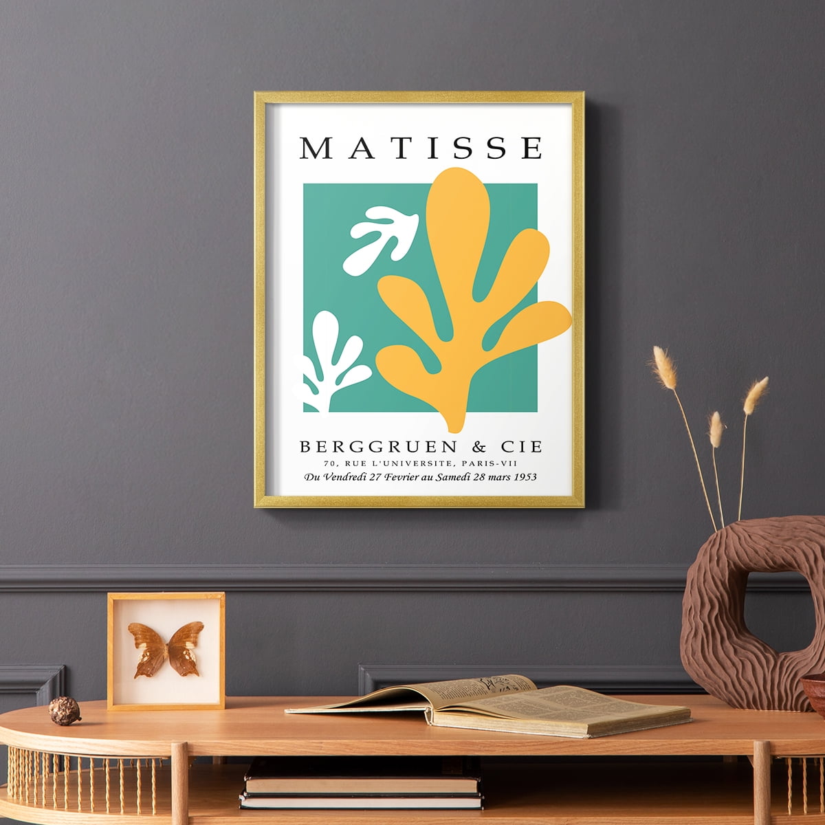 Matisse CDLXXIV in Gold Solid Wood Framed Print No Nail Hanging