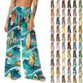 thumbnail image 1 of Pincandy Women Mesh Boho Beach Pants See Through Sheer Swimsuit Bikini Bottom Cover up Party Elastic High Waist Wide Leg Pants, 1 of 7