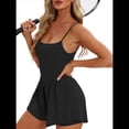 thumbnail image 3 of Mono de Verano Sin Mangas para Mujer, con Tirantes Finos y Doble Forro, Pantalones Cortos, Conjunto de una Pieza. Negro M, 3 of 9