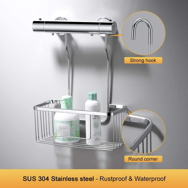POKIPO Shower Caddy 5 Pack, Adhesive Shower Organizer with Soap Dishes &  Toothbrush Holder & 20 Hooks, Large Rustproof Stainless Steel Bathroom  Shower