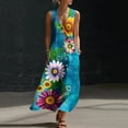 thumbnail image 3 of STETMN Boho Maxi Dress for Women Deep V Neck Tank Dress Floral Print Long A-line Vacation Dresses, 3 of 8