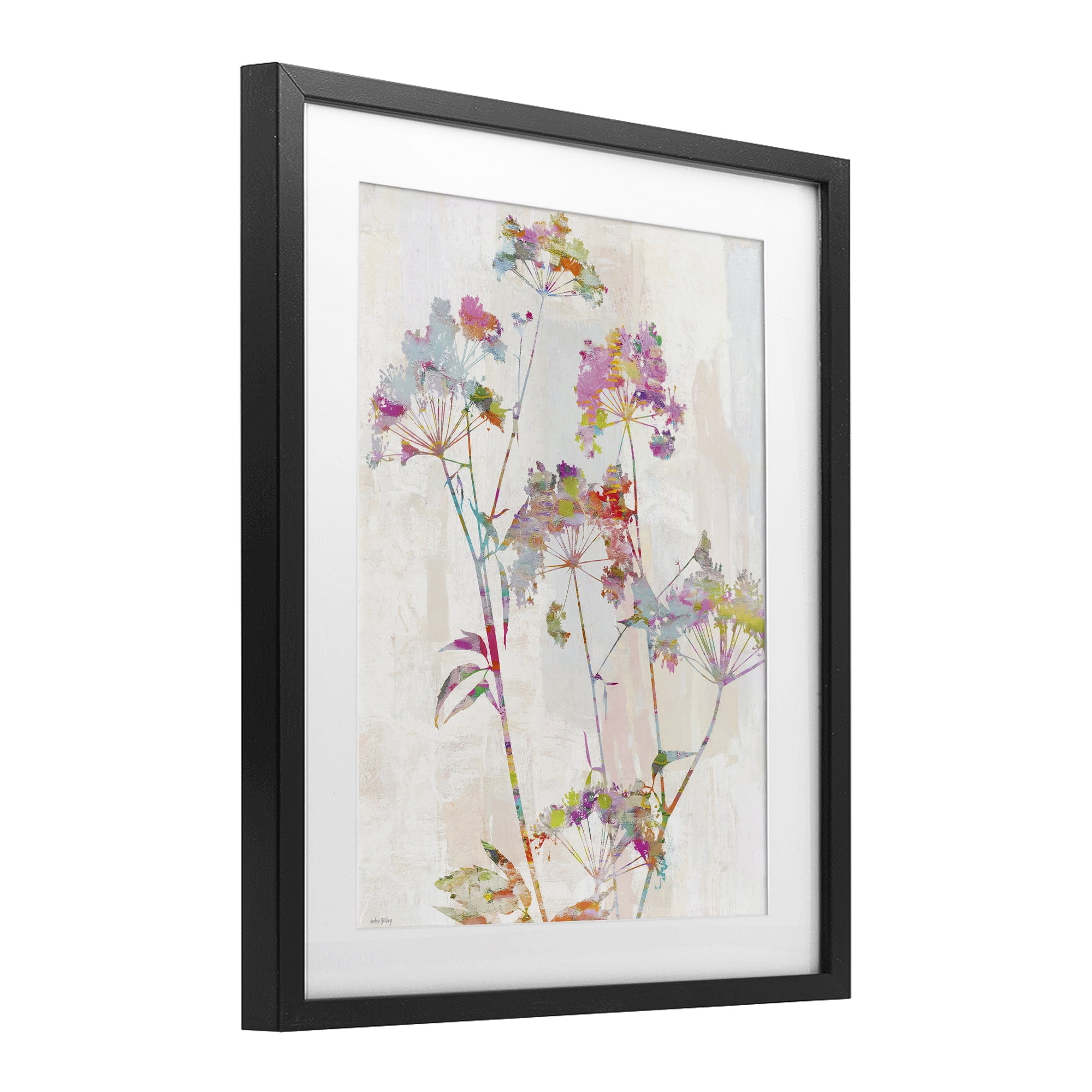 Kaleidoscopic Delicate Herbs Black Framed Print Under Glass, design by Amber Sterling