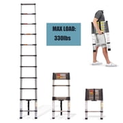 Telescoping Extension Ladder Stainless Steel Single Ladder Portable Home DIY RV Ladder with Non-Slip Feet, 330lbs Max Load, EN131 Standard, Easy to Store and Transport (10.5ft)