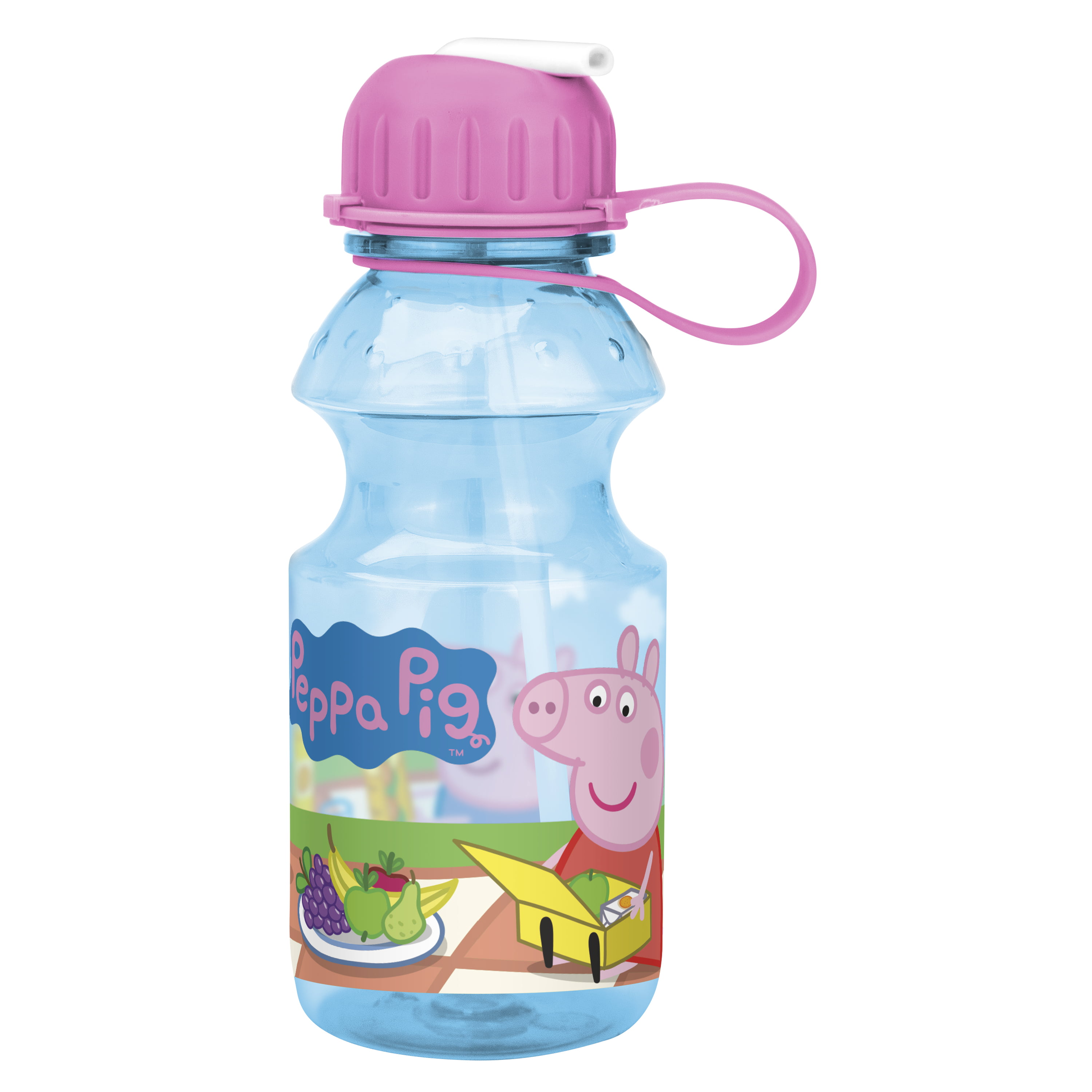 Blue/Pink BPA-Free Peppa Pig Kids 16oz Pull-Top Water Bottles 4-Pack 
