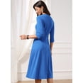 thumbnail image 3 of DARING DIVA Women's Outfit A-Line Keyhole Neck Spring Classy Midi Dresses for Work XS Royal Blue, 3 of 7