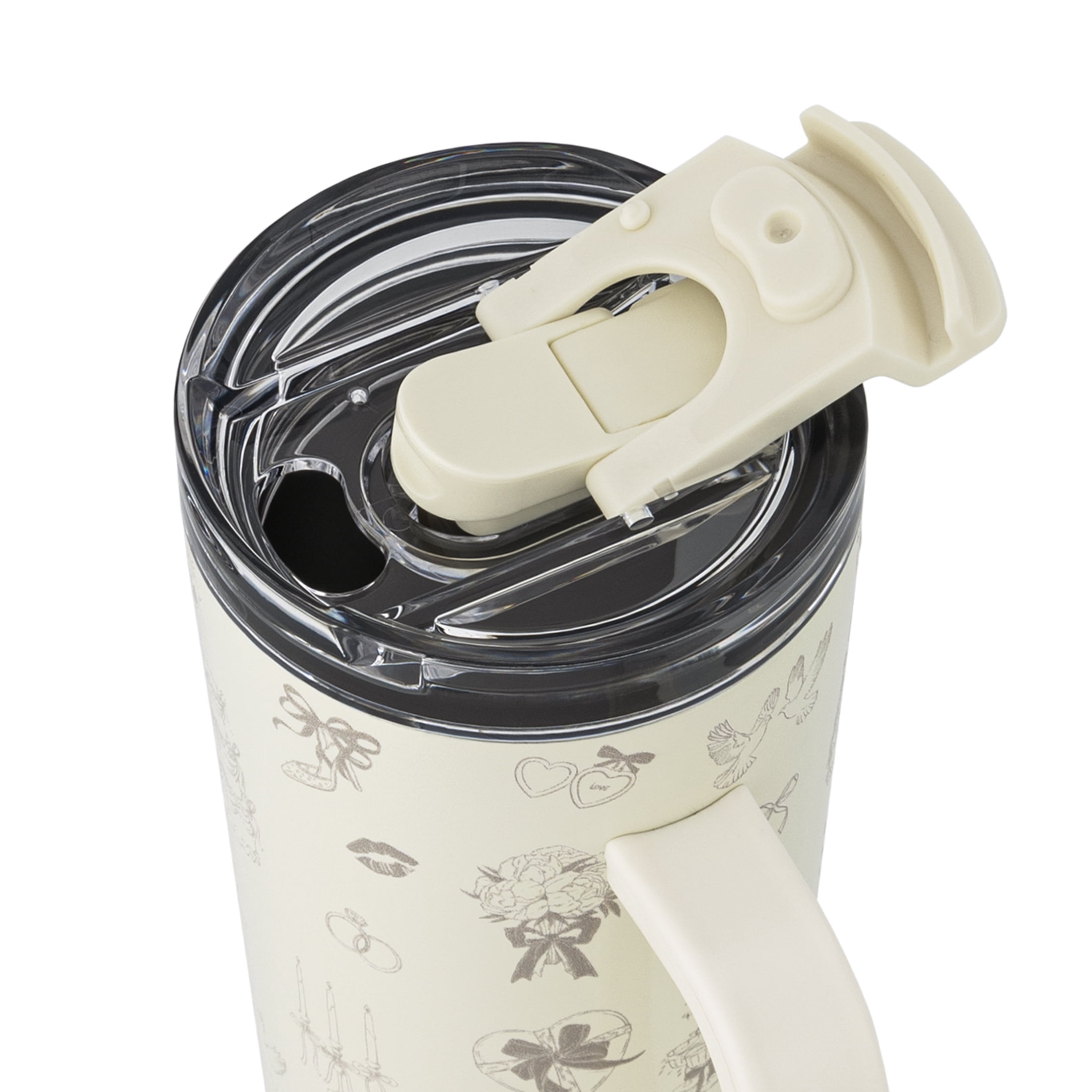 Thyme & Table 24oz Stainless Steel Luna Tumbler with Handle and Dual Straw Lid, Wedding