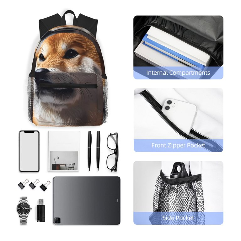 Waterproof Shiba Inu Large Backpack for School Work Fotbe Regal Shiba Inu Lightweight Casual Laptop Backpack for  main image 3