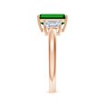 thumbnail image 3 of ANGARA Lab Grown 2.25 Ct Emerald-Cut Emerald and Lab Diamond Three Stone Ring for Women in 14K Rose Gold (Size-9x7mm) | May Birthstone, Anniversary, Jewelry Gift for Women | Lab-Grown Emerald Ring, 3 of 9