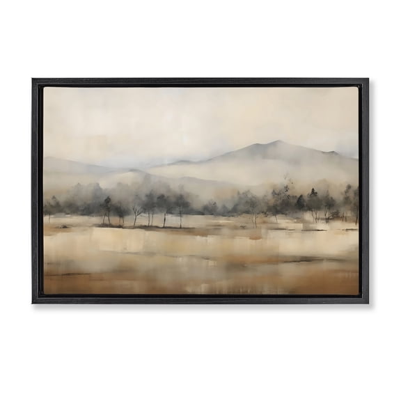 Stupell Industries Rustic Lodge Distant Tree Covered Mountain Black Floating Frame Canvas Art, 25 x 17, by Creative Studio