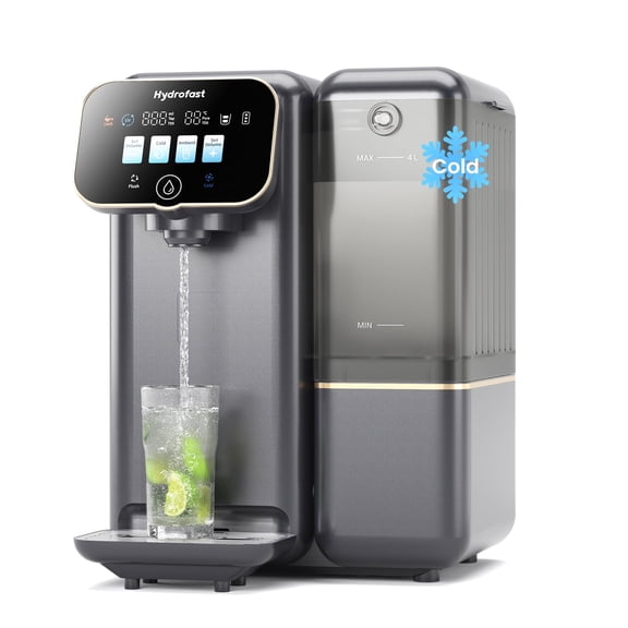 Hydrofast C100 Countertop RO Water Purifier, Home Water Purifier, Chilled (50°F) & Room Temp Water, 6-Stage Filtration, No Installation, Gray