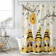 thumbnail image 6 of Yellow Bees Gnomes Shower Curtain, Waterproof Shower Curtains for Bathroom, Spring Floral Branches Sunflower Washable Fabric Bathtub Curtain Set Bath Decor with 12 Hooks Standard 72"x72", 6 of 6