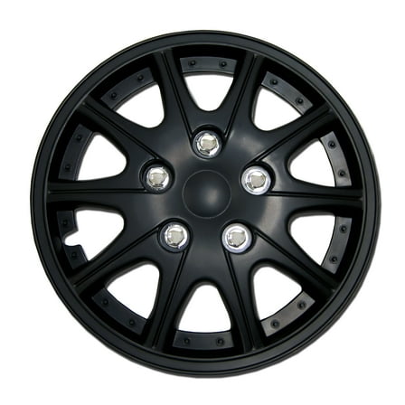 TuningPros WSC-005B14 Set of 4 Matte Black Hubcaps 14" - Hub Caps Wheel Skin Cover 14 inches 4 Pcs Set