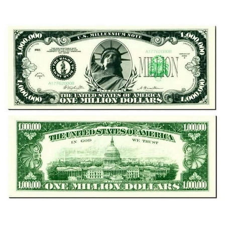 25 US Millennium Million Dollar Bills with Bonus “Thanks a Million” Gift Card