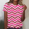 thumbnail image 1 of Fiudx Ofertas Flash Del Día Camiseta de Manga Corta con Cuello Redondo y Estampado a Rayas Informal a La Moda para Mujer, 1 of 4