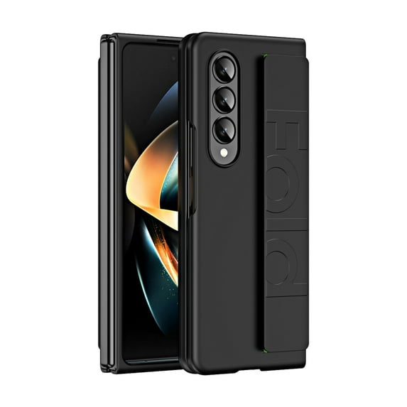 SaniMore for Samsung Galaxy Z Fold 5 2023 Case, Anti-drop PC Case with Elastic Wristband Anti-fingerprint Anti-greasy Slim Folding Business Full Protective Case for Galaxy Z Fold 5, Black