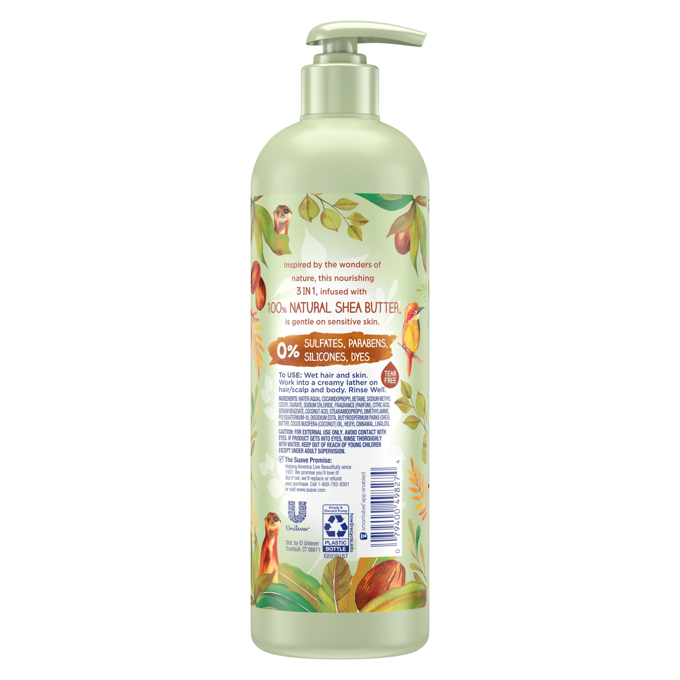 Suave Kids Naturals 3-in-1 Shampoo Conditioner & Body Wash with Shea Butter, No Tears, 16.5 oz