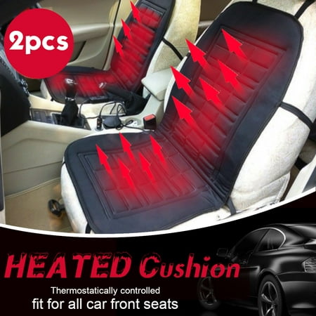 2x Car Front Seat Hot Cover Heater Heated Pad Cushion Warmer Winter Black 12V