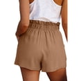 thumbnail image 3 of VISgogo, pantalones cortos sueltos informales de verano para mujer, pantalones cortos elásticos de cintura alta con cordones de Color sólido a la moda VISgogo  moda, 3 of 4