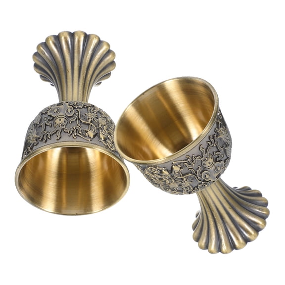 HEANUJJ Set of 2 Golden Medieval Dragon Goblets Vintage Style Zinc Alloy Wine Cups for Collectors