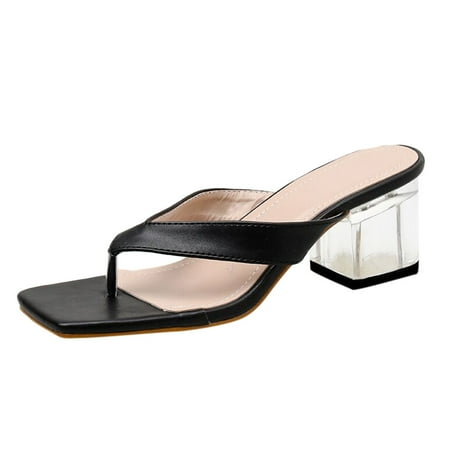 

Fjofpr Slippers for Women Women s Fashion Slippers Transparent Flip-Flop Ladies Open-Toe High-Heeled Shoe Hot