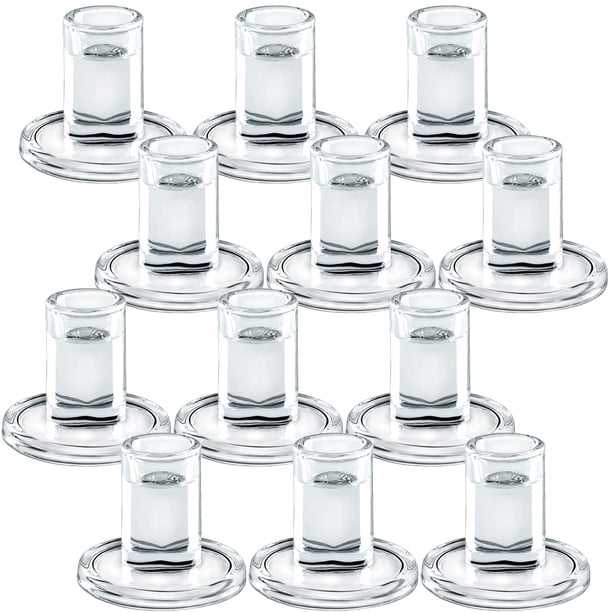 Portavelas AGLARY de cristal cónico, 12 unidades, transparentes