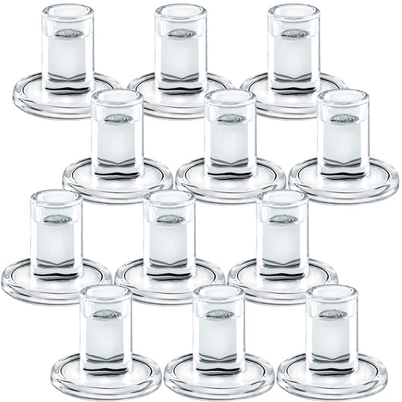 Portavelas AGLARY de cristal cónico, 12 unidades, transparentes