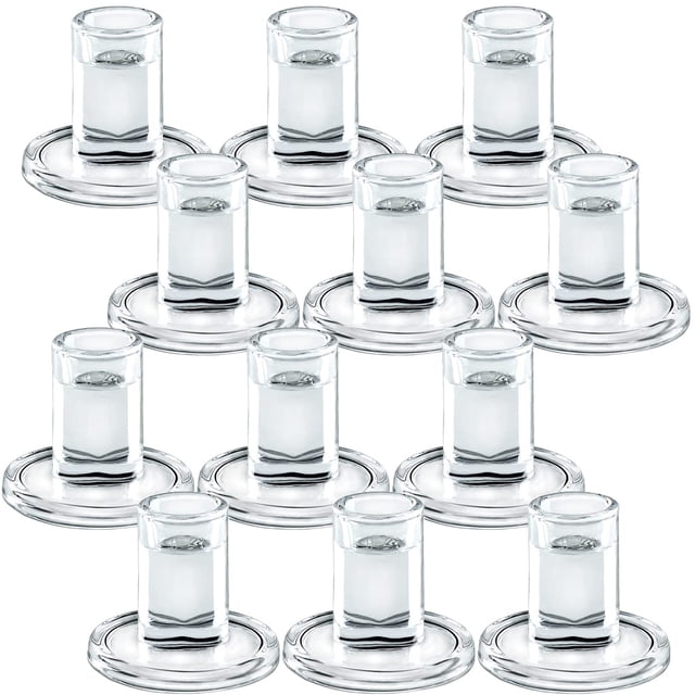Portavelas AGLARY de cristal cónico, 12 unidades, transparentes