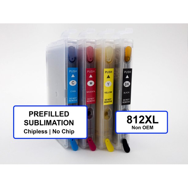 812xl Alternative Sublimation Ink Cartridge Set No Chip Refillable Cart For Wf7310 Wf7820 3850