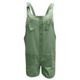 thumbnail image 4 of Women's Summer Short Overalls Adjustable Strap Cotton Linen Button Bib Jumpsuits Casual Loose Shortalls with Pocket (X-Small, Green), 4 of 5