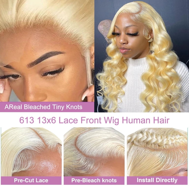 MQOUO Lace Front Wig Human Hair 200% Density Body Wave  display picture 1