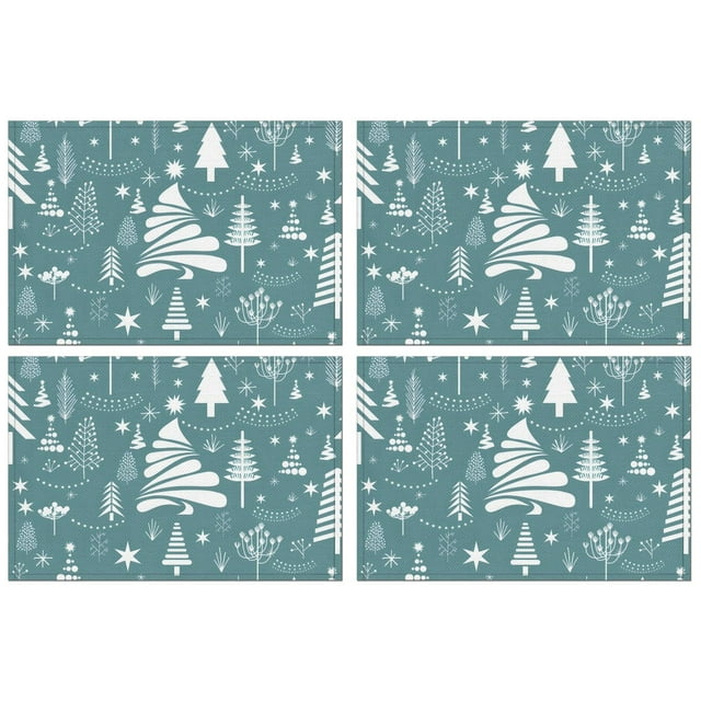 Merry Christmas Winter Tree Rustic Decoration Placemats 4PCS Durable Linen Placemats 12 X 18 Inch Winter Table Mats for Party Kitchen Dining Decoration for Kitchen Dining Table,Kitchen Table Mats