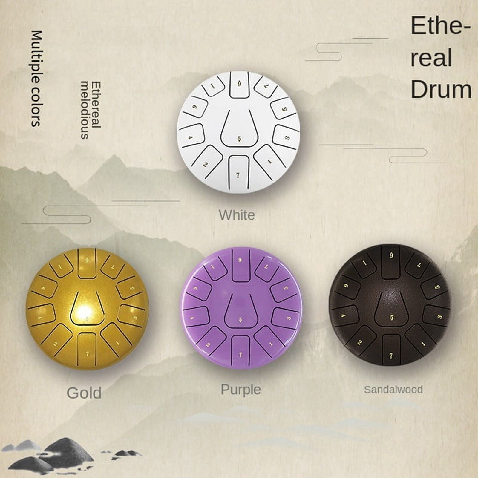 8 Inch Steel Tongue Drum, 11 Note Tambourine with Drumsticks and Finger Picks for Meditations Tambourine Instrument E