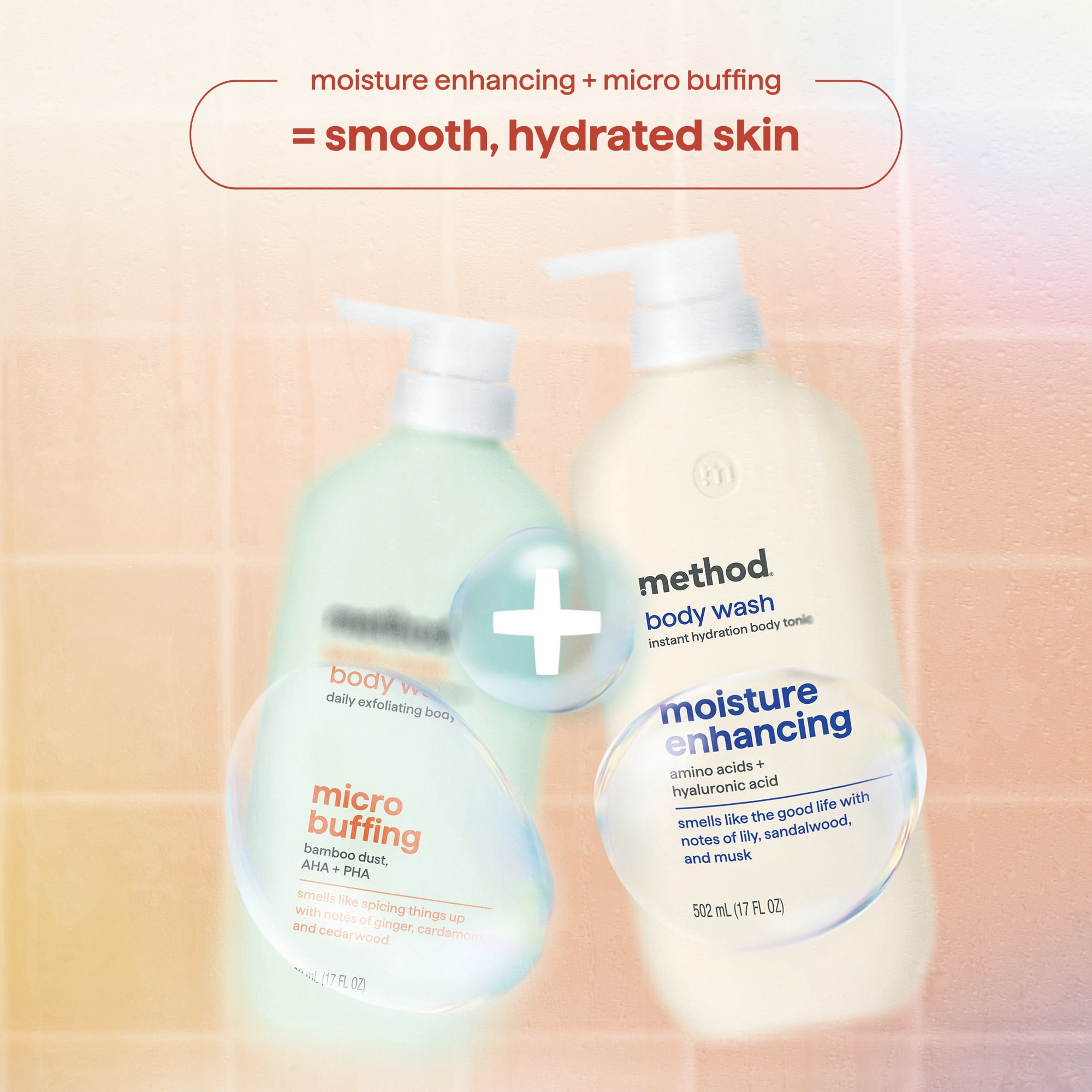 method body wash tonic, moisture enhancing, amino acids + hyaluronic acid - lily, sandalwood, and musk​, 17 fl oz