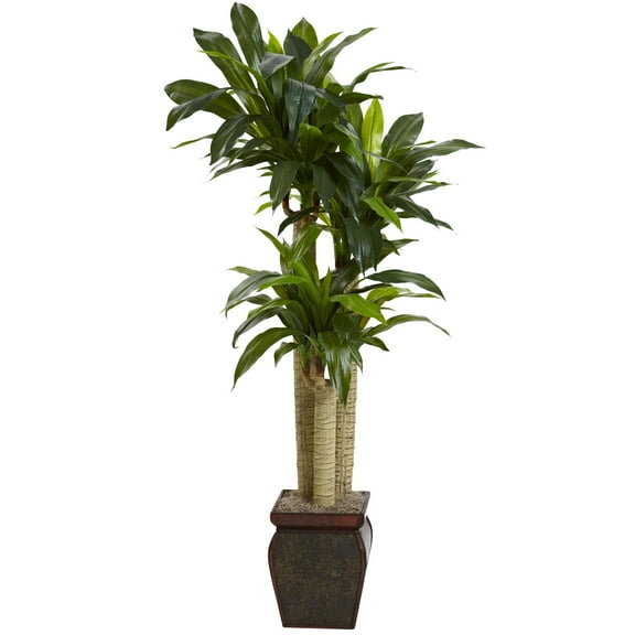 Nearly Natural 4.5' Real Touch Green Cornstalk Dracaena Artificial Plant with Vase