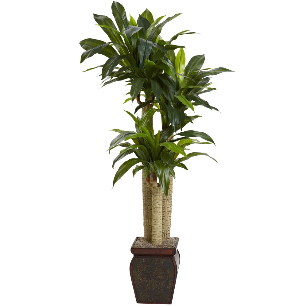 Nearly Natural 4.5 ft. Cornstalk Dracaena Silk Plant with Vase (Real