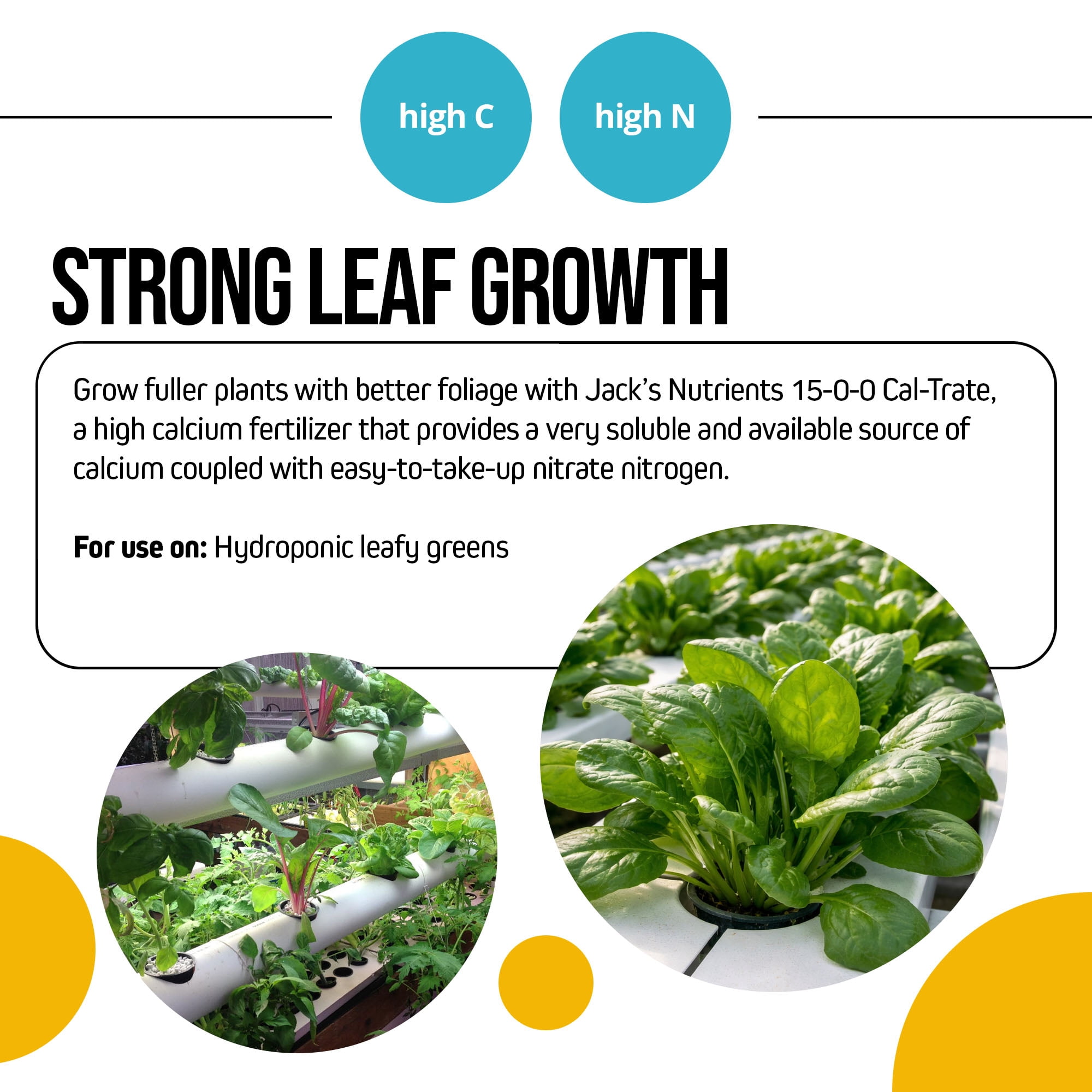 Jack’s Nutrients 15-0-0 Cal-Trate Water-Soluble Fertilizer, 25lbs - A Boost of Calcium and Micronutrients for Strong Leaf Growth