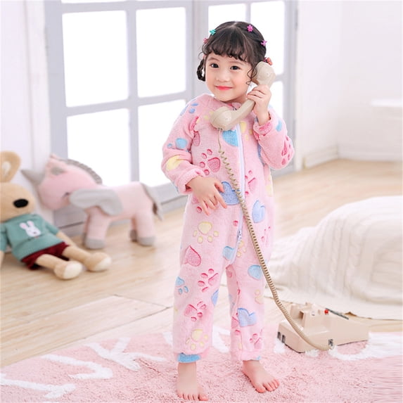 Baby Girls' 1-pack Footless Pajamas Baby Boy Girl 0-4 Years Infant Girl Boy Flannel Sleep and Play One-piece Romper Jumpsuit Zipper Pajamas,A1,0-1 Years