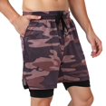 thumbnail image 2 of Mens Swim Trunks with Compresssion Liner Elastic Waist Camouflage Print Board Shorts with Pockets Swim Shorts Beachwear, 2 of 6