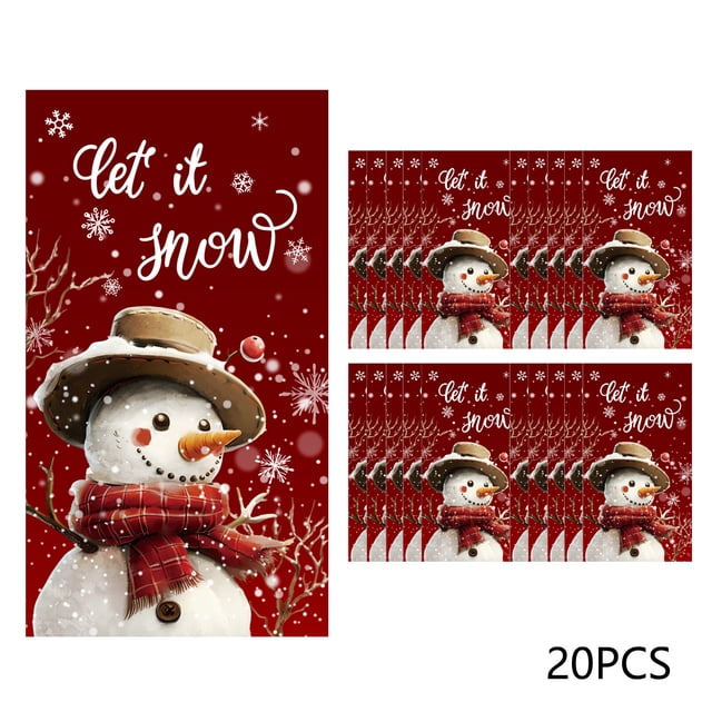 Colorful 20-Piece Long Snowman Winter Christmas Tissues, Party Napkins For Holiday Dinner, 13X13 Inch Unfolded