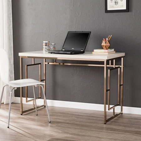 Southern Enterprises Art Deco Writing Desk Marble Gold Finish