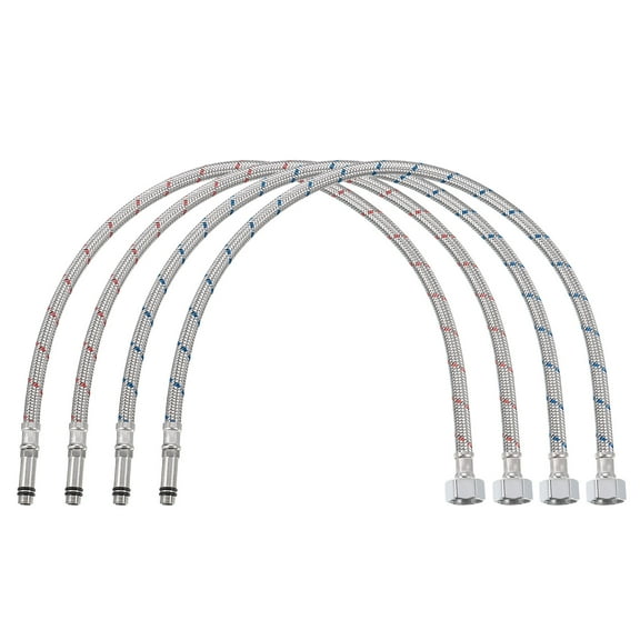 Uxcell 24" Faucet Supply Line Connector, G1/2 Female x M10 Male Braided 304 Stainless Steel Water Supply Hose, 4 Pack