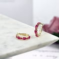 thumbnail image 4 of Gem Stone King 4.30 Ct Oval Red Created Ruby 18K Yellow Gold Plated Silver Hoop Earrings, 4 of 4