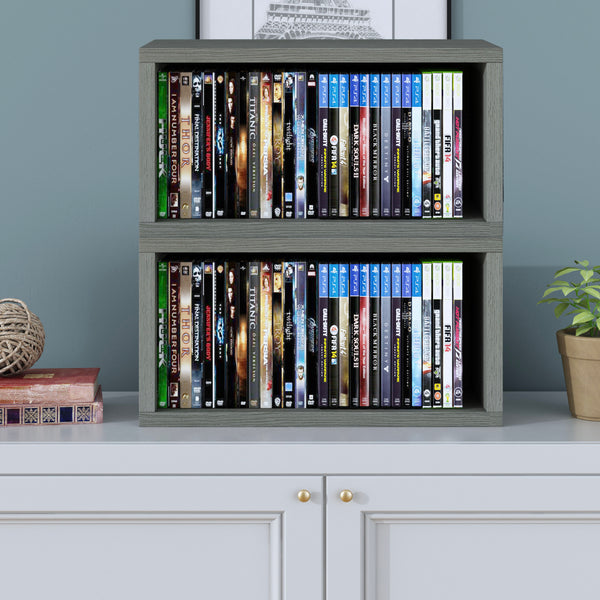 WAY BASICS 2 Pack Media Storage DVD Rack Shelf Holds 30 PS5 Game